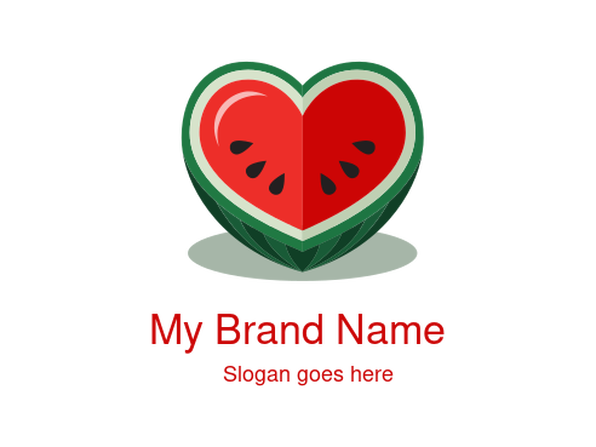 Heart-Shaped Watermelon Logo for Organic Food Brands, Summer Events, and Healthy Lifestyle Products